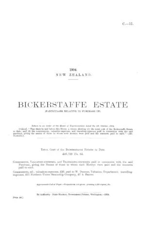 BICKERSTAFFE ESTATE (PARTICULARS RELATIVE TO PURCHASE OF).