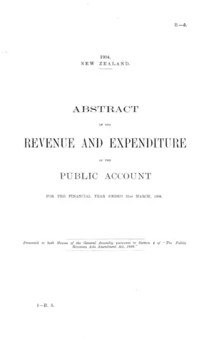 ABSTRACT OF THE REVENUE AND EXPENDITURE OF THE PUBLIC ACCOUNT FOR THE FINANCIAL YEAR ENDED 31st MARCH, 1904.