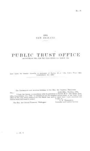 PUBLIC TRUST OFFICE (ACCOUNTS OF THE) FOR THE YEAR ENDED 31st MARCH, 1904.
