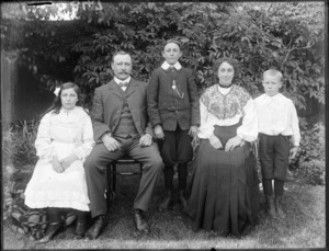 Unidentified family group outdoors, probably Christchurch district