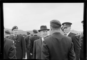 Sidney Holland with police cadets at Passing Out Parade, Trentham