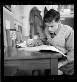 Unidentified student at a remedial reading clinic at Thorndon School, Wellington