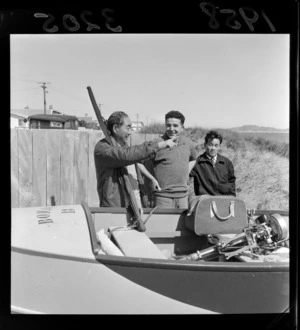 A Japanese Minister going fishing at Eastbourne, Wellington