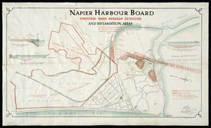 Napier Harbour Board proposed inner harbour extension and reclamation area [cartographic material] / scheme recommended by Messrs Keele & Cullen, consulting engineers ; adopted by Napier Harbour Board, 1912.