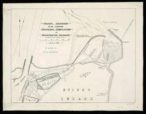 Napier Harbour plan showing proposed completion of breakwater harbour [cartographic material].