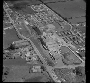 Waitoa, Waikato Region, showing industrial business and housing