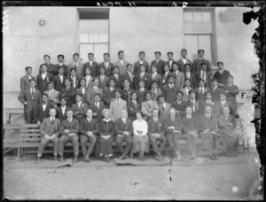 Teachers and senior pupils at Maori Agricultural College, Hastings