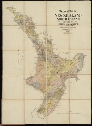 Sketch map of New Zealand, North Island [cartographic material] : shewing the county boundaries in accordance with the Counties Act, 1876 / drawn by A. Koch.