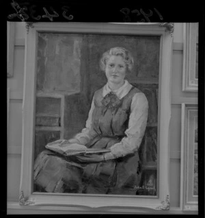 Photographic copy of a painting of a girl in school uniform by artist Julia B Lynch