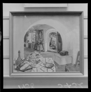 Photographic copy of a painting of a house interior by C Savage