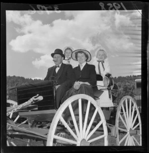Unidentified family on a buggy at the Ohakune Railway Jubilee Celebrations