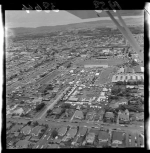 Aerial view of Palmerston North A & P Showgrounds (Agricultural & Pastoral), including funfair, Manawatu-Whanganui Region