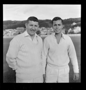 Unidentified cricketers from the Wellington cricket squad during practice at Basin Reserve