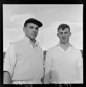 Unidentified cricketers from the Wellington cricket squad during practice at the Basin Reserve, Wellington