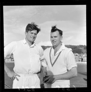 Unidentified cricketers from the Wellington cricket squad during practice at the Basin Reserve, Wellington