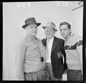 Francois Anewy, French boxer with two unidentified men