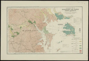 Geological map of Mahurangi and Kawau survey districts [cartographic material] / drawn by G.E. Harris and J.E. Hannah.