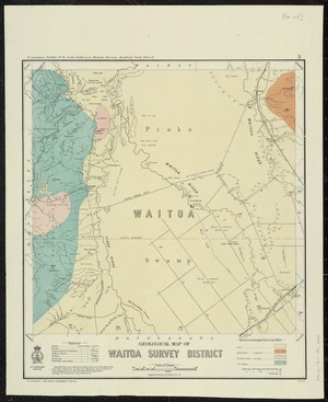 Geological map of Waitoa survey district [cartographic material] / compiled and drawn by G.E. Harris.