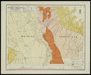 Geological map of Wairere & Aongatete survey districts [cartographic material] / compiled and drawn by G.E. Harris.
