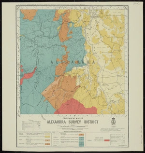 Geological map of Alexandra survey district [cartographic material] / drawn by G.E. Harris.