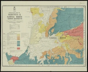 Geological map of Albatross & Kawhia North survey districts [cartographic material] / drawn by G.E. Harris.