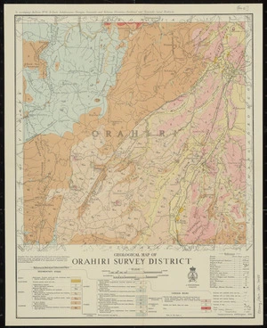 Geological map of Orahiri survey district [cartographic material] / compiled and drawn by A.W. Hampton.