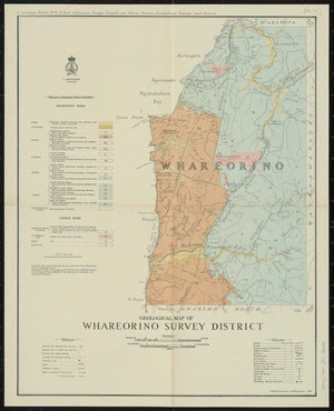 Geological map of Whareorino survey district [cartographic material] / compiled and drawn by A.W. Hampton.