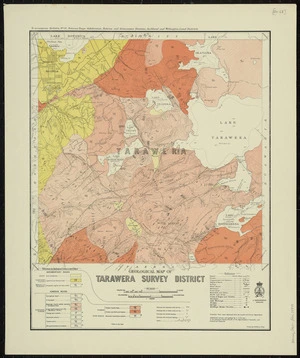 Geological map of Tarawera survey district [cartographic material] / drawn by G.E. Harris.