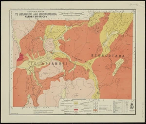Geological map of Te Atiamuri and Ngongotaha survey districts [cartographic material] / drawn by G.E. Harris.