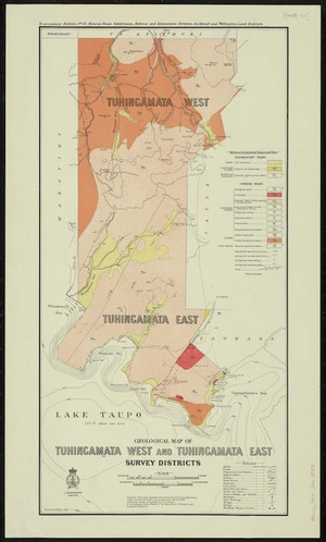 Geological map of Tuhingamata West and Tuhingamata East survey districts [cartographic material] / drawn by G.E. Harris.