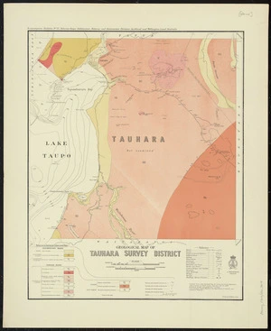 Geological map of Tauhara survey district [cartographic material] / drawn by G.E. Harris.