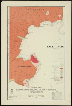 Geological map of Karangahape, Pukawa, and part of Marotiri survey districts [cartographic material] / drawn by G.E. Harris.