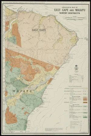 Geological map of East Cape and Waiapu survey districts [cartographic material] / drawn by G.E. Harris.