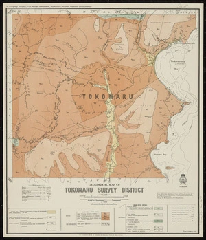 Geological map of Tokomaru survey district [cartographic material] / drawn by G.E. Harris.