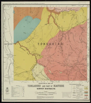 Geological map of Tongariro and part of Kaitieke Survey Districts [cartographic material] / drawn by G.E. Harris.