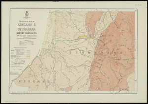 Geological map of Kongahu & Otumahana Survey Districts (Mt. Radiant Subdivision) [cartographic material] / compiled and drawn by G.E. Harris.