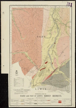 Geological map of Rahu and part of Lewis Survey Districts [cartographic material] / drawn by G.E. Harris, 1935.