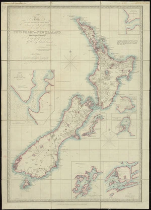 To the Right Honourable the Secretary of State for the Colonies, this chart of New Zealand [cartographic material] / from original surveys is respectfully dedicated by James Wyld.
