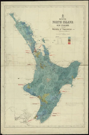 Map of the North Island, New Zealand shewing density of population, 1882 (exclusive of Maoris) [cartographic material] ; Map of the Middle Island, New Zealand shewing the density of population, 1882 (exclusive of Maoris).