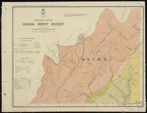 Geological map of Maimai Survey District [cartographic material] / compiled and drawn by G.E. Harris.