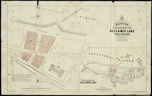 Plan of the Thorndon reclaimed land, Wellington [cartographic material] / surveyed by E.V. Briscoe, Nov. 1878 ; drawn by A. Koch ; photo-lithographed by A. McColl.