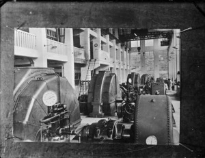 Mangahao hydroelectric power station interior showing dynamo room