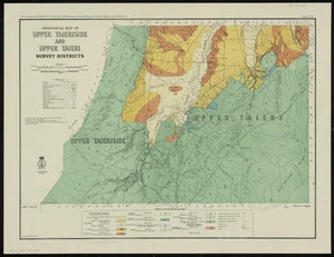 Geological map of Upper Taieriside and Upper Taieri Survey Districts [cartographic material] / drawn by G.E. Harris.
