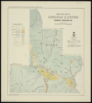 Geological map of Kawarau & Crown Survey Districts [cartographic material] / drawn by R.J. Crawford.