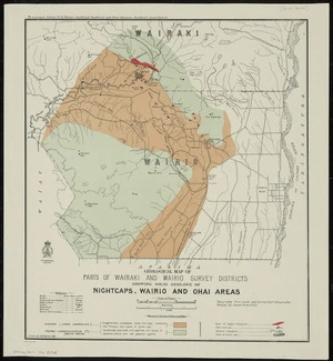 Geological map of parts of Wairaki and Wairio Survey Districts showing solid geology of Nightcaps, Wairio and Ohai areas [cartographic material] / drawn by G.E. Harris.