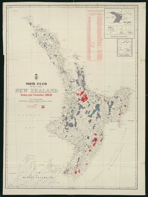 North Island (Te Ika-a-Maui), New Zealand [cartographic material] : showing land transactions, 1908-09 / G.P. Wilson, delt.