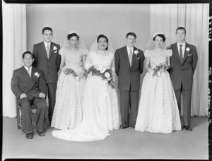 Wedding of Mr and Mrs Stanley Fergusson, with attendants