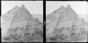 Schist crags on a mountain, [Lake Wakatipu, Queenstown - Lakes District?]