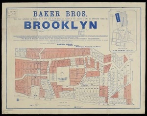 Baker Bros. have been authorised by Messrs. H.D. Bell and A.H. Miles (on behalf of the owners), to offer for private sale the remaining lots (those white) of Brooklyn [electronic resource] : varying in size from a quarter of an acre each / T. Ward, surveyor.
