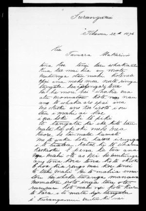 Letter from Paora Parau to McLean